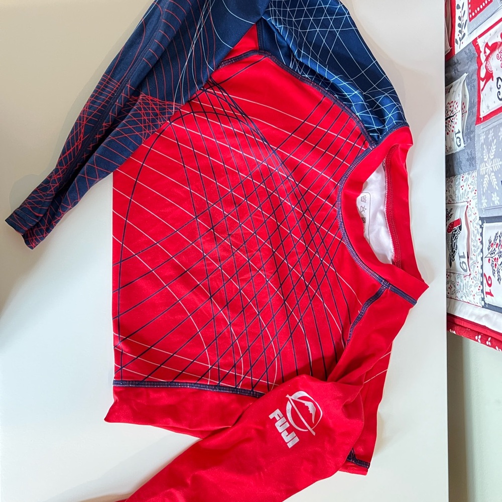 Fuji Red and Blue Long Sleeve Rash Guard